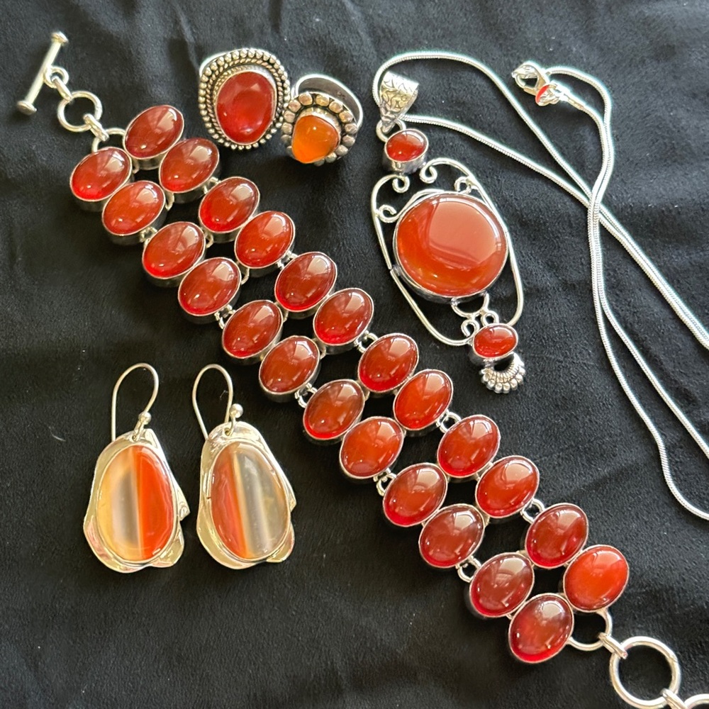 🚨⬇️🔥CARNELIANl AGATE COMPLETE SET OF JEWELRY